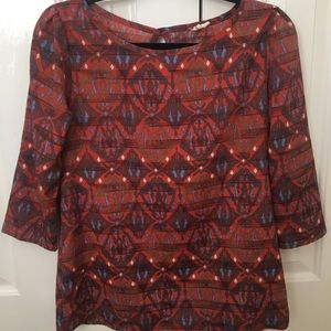 Fall pattern silk blouse